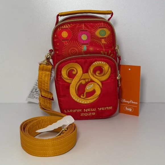 Disneyland Park Exclusive Lunar New year lug bag. Red and Gold Crossbody Bag - Picture 4 of 7
